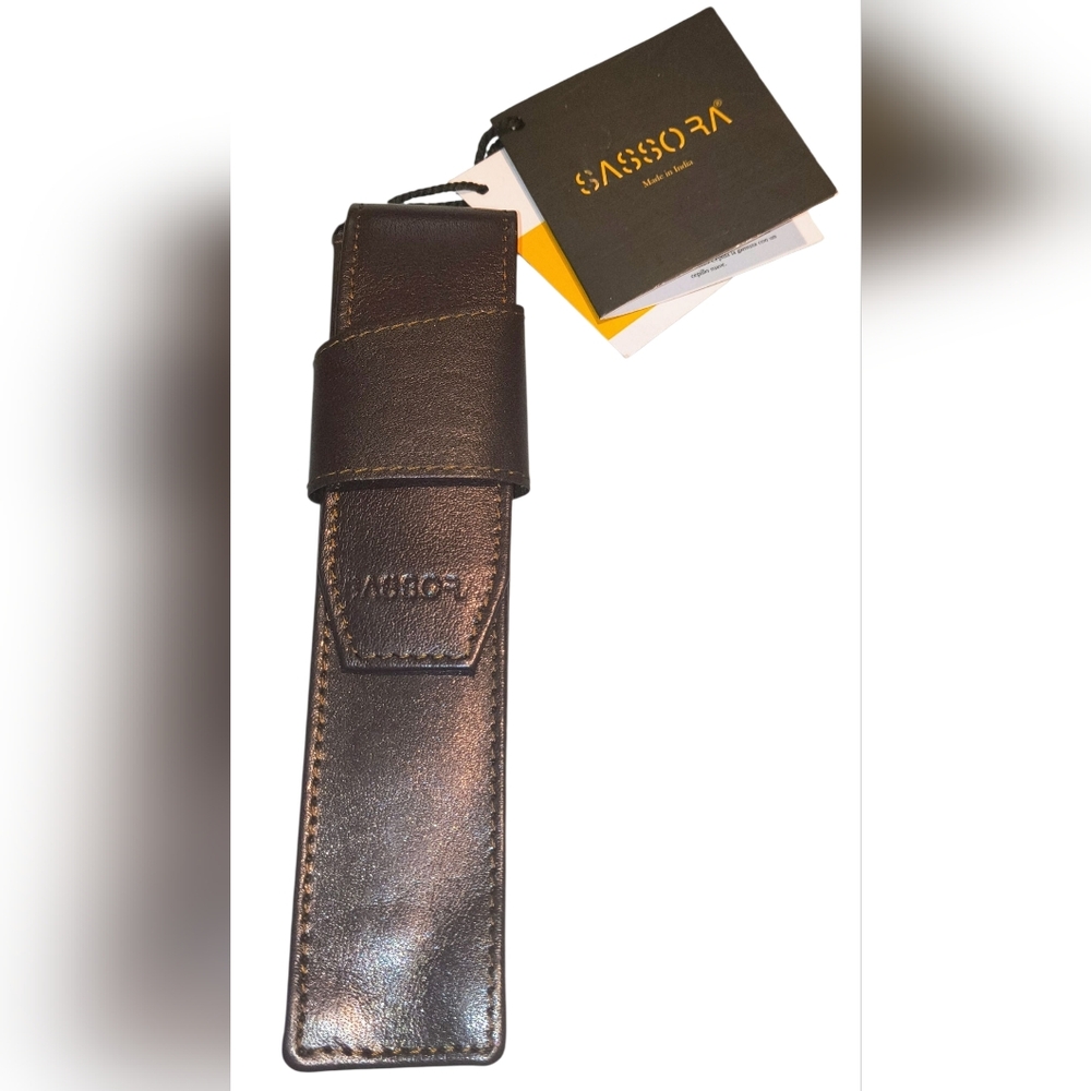 3/$8 Sassora Genuine Leather Black Pen Holder